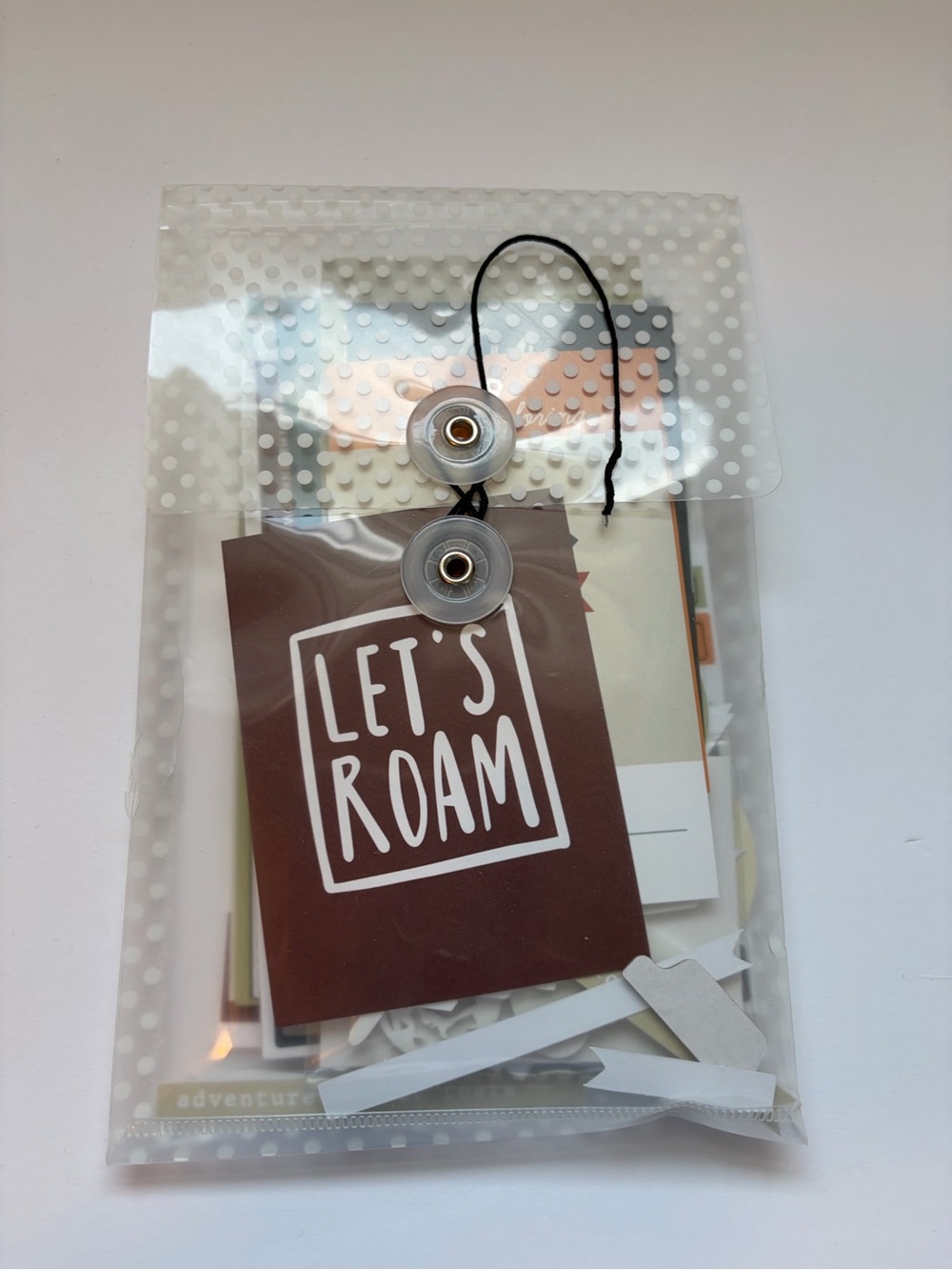 Ali Edward’s Let's Roam Travel-Themed Card Pack in Clear Polka Dot Envelope